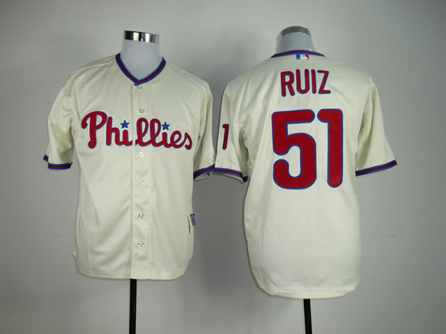 Men Philadelphia Phillies #51 Ruiz Cream MLB Jerseys